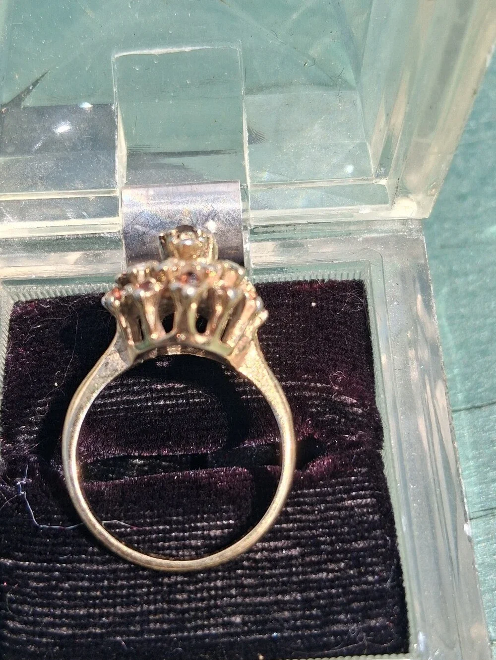 18Kt Vermeil Garnet and Diamond Cocktail Ring Size 7